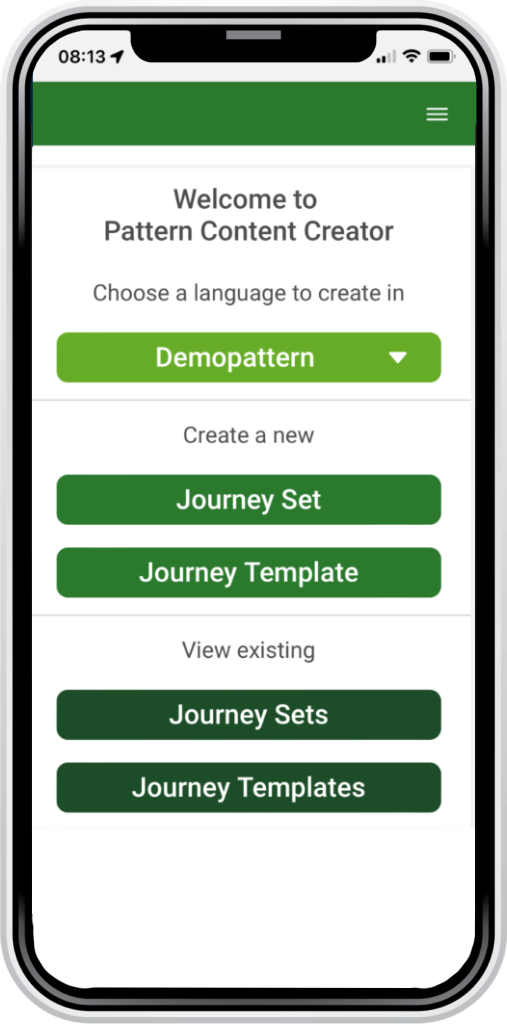 Screenshot from the Pattern Platform App